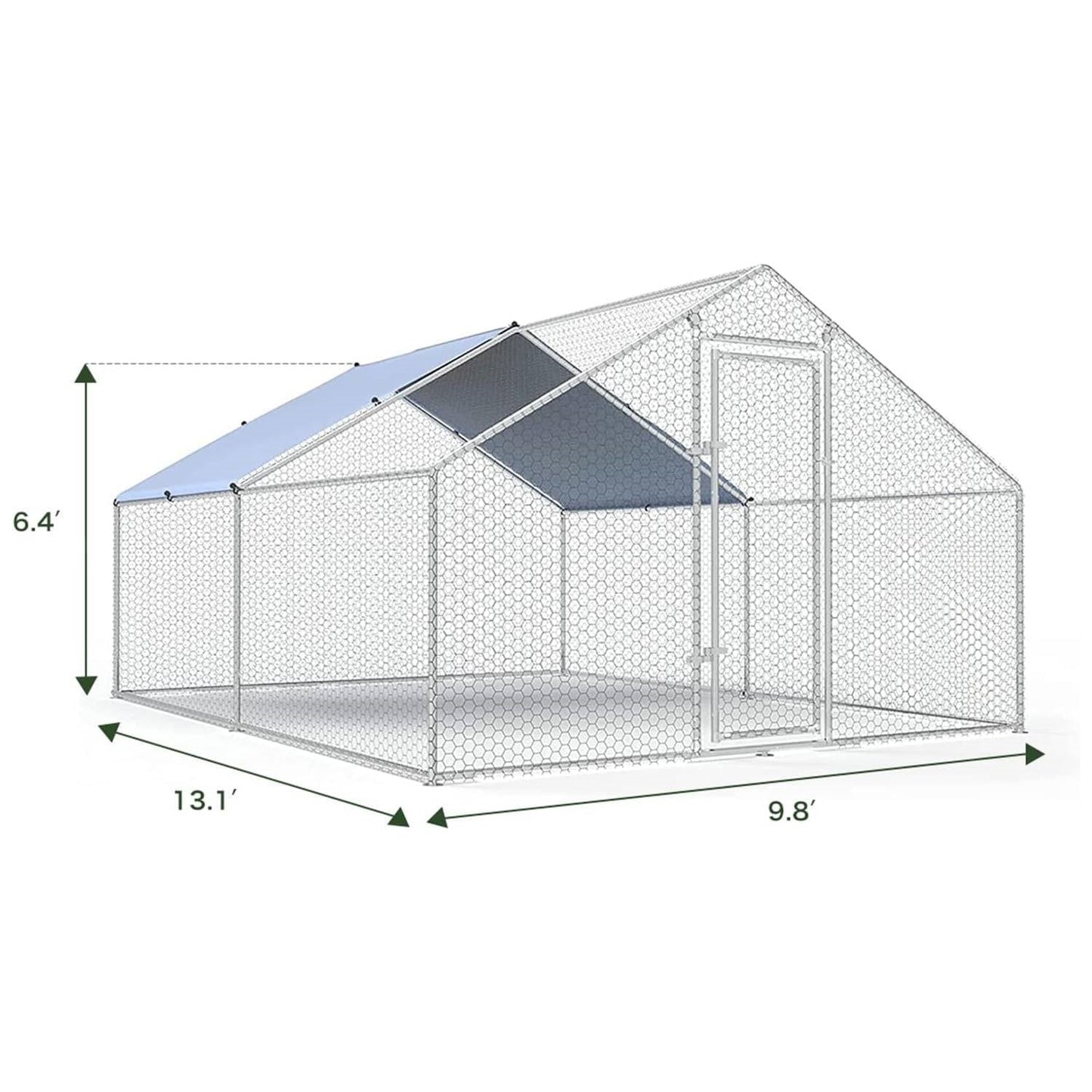 13-ft x 10-ft Metal Wire Mesh Chicken Coop Run Pen Outdoor with Waterproof Cover