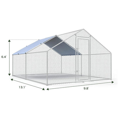 13-ft x 10-ft Metal Wire Mesh Chicken Coop Run Pen Outdoor with Waterproof Cover