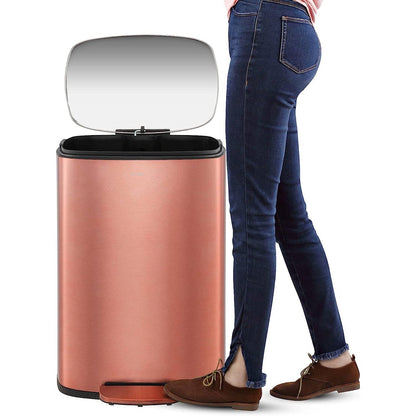 Set of 2 - Copper Gold Step-on Trash Can - 13-Gallon and 1.3-Gallon