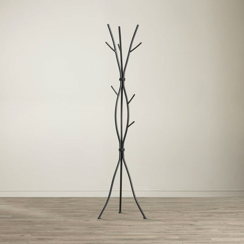 Metal Tree Branch Style Coat Rack with Multiple Hooks in Black