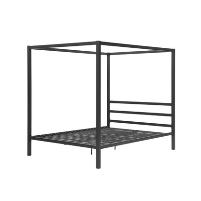 Queen size Modern Canopy Bed in Sturdy Grey Metal