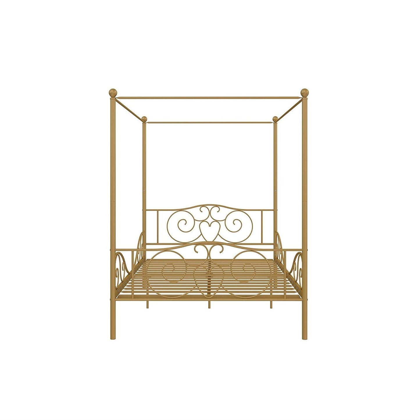 Full size Heavy Duty Metal Canopy Bed Frame in Gold Finish