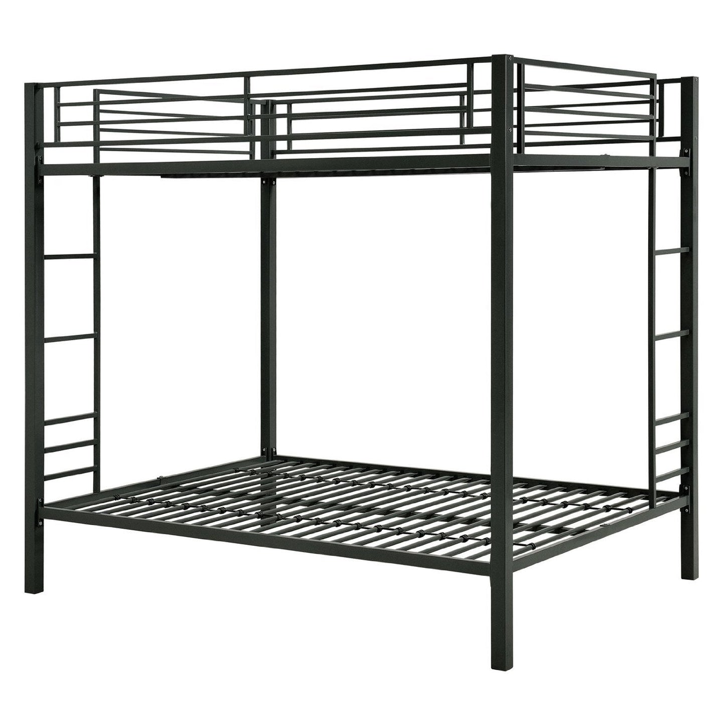 Full over Full size Sturdy Black Metal Bunk Bed