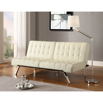 Splitback Multi-Position Futon Sofa Sleeper in Vanilla