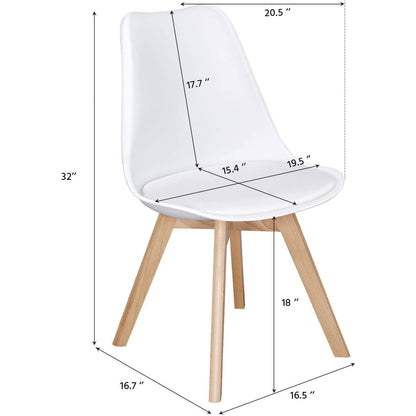 Set of 4 Modern White Shell Dining Chair Upholstered Padded Seat w/ Beechwood  Legs