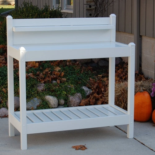 White PVC Vinyl Potting Bench Outdoor Garden Bakers Rack