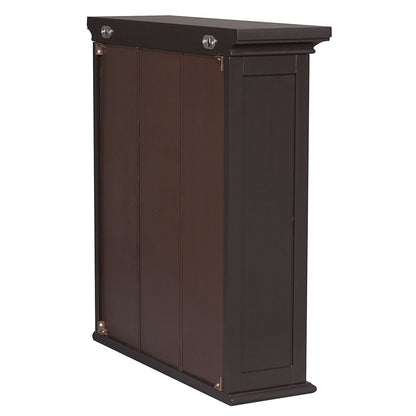 Dark Espresso 2-Door Bathroom Wall Cabinet with Open Shelf