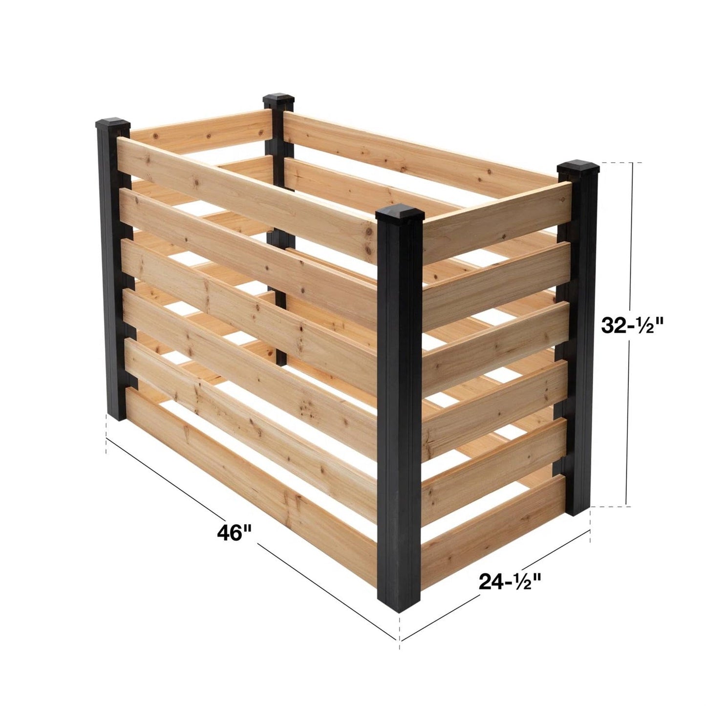 120 Gallon Outdoor Cedar Wooden Compost Bin in Natural Black Wood Finish