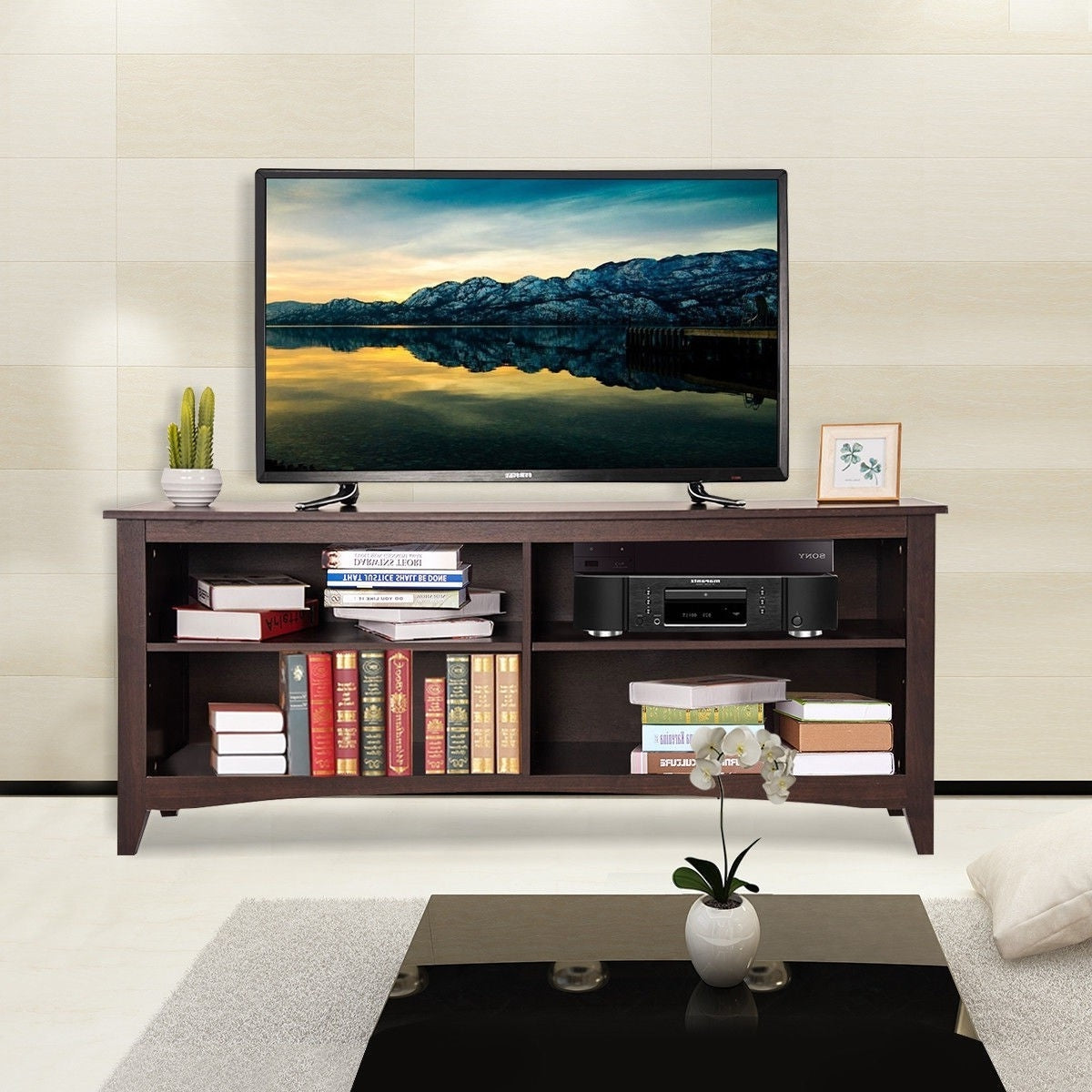 Contemporary TV Stand for up to 60-inch TV in Espresso Finish