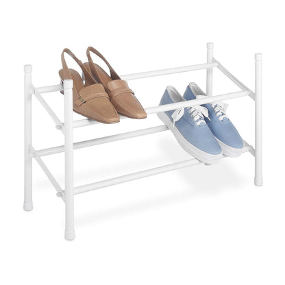 2-Tier Stackable Shoe Rack Organizer Storage Shelves in White