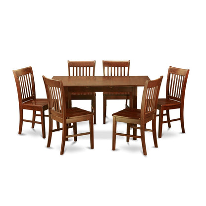 Mission Style 7-piece Dining Set in Mahogany Wood Finish