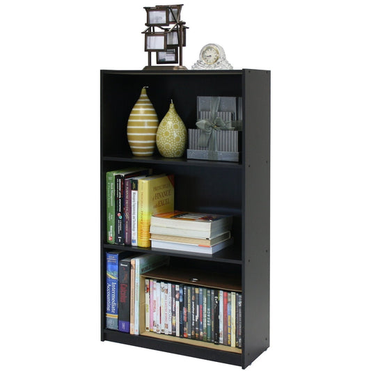 3-Tier Bookcase Storage Shelves in Espresso Finish