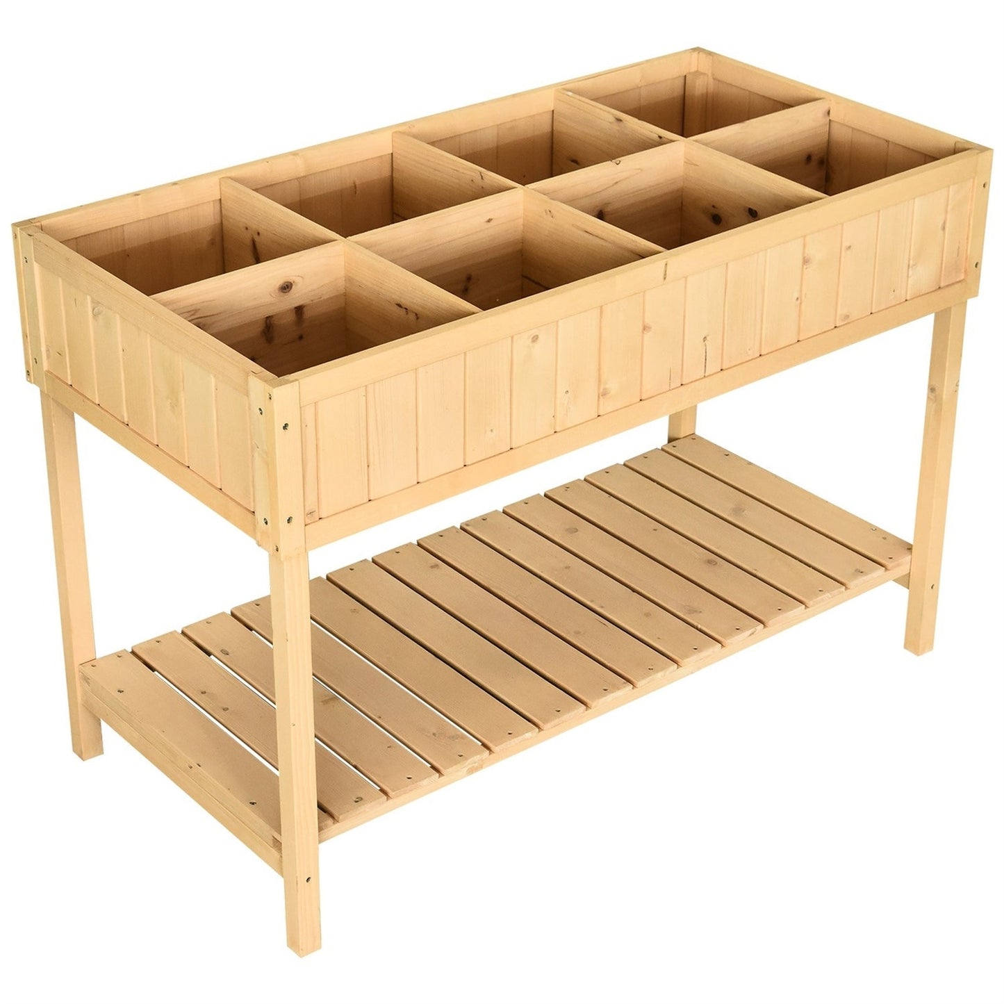 FarmHome 8 Grid Fir Wooden Raised Garden Planter Box