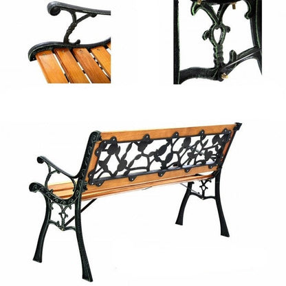 Flowers Outdoor Patio Park Cast Iron Garden Porch Chair Bench