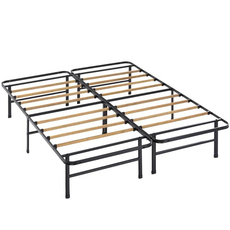 Full size Metal Bed Frame with Bamboo Wood Slats