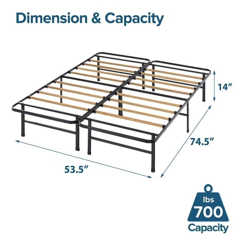 Full size Metal Bed Frame with Bamboo Wood Slats