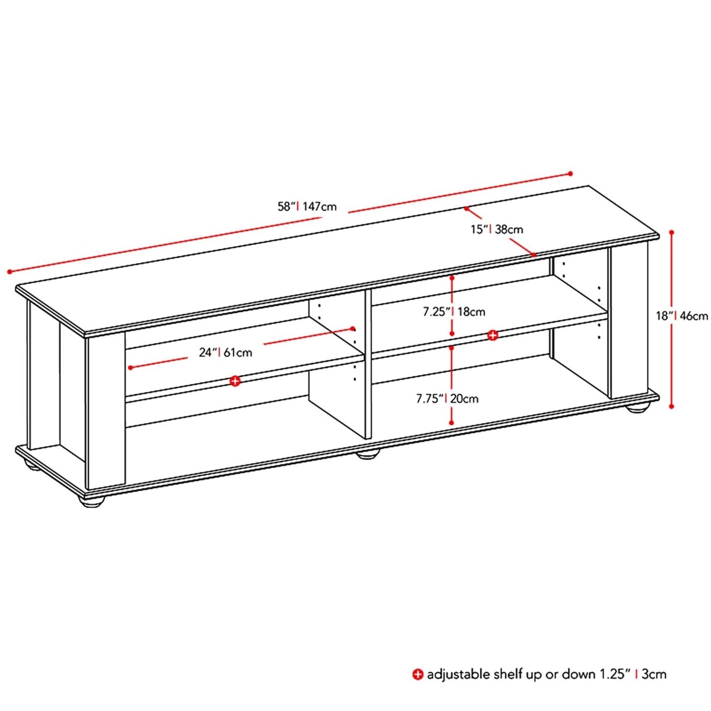 Modern Black TV Stand - Fits up to 68-inch TV