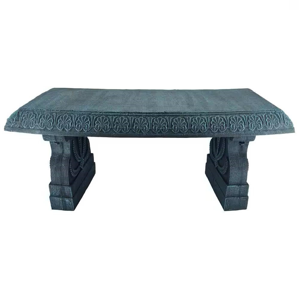 Black Fiber-Clay Resin Outdoor Garden Bench in Stone Finish