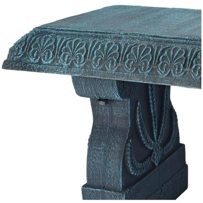 Black Fiber-Clay Resin Outdoor Garden Bench in Stone Finish