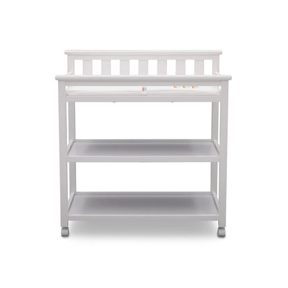 Modern White Baby's First 2 Shelf Changing Table with Wheels