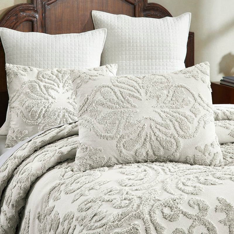 Full Size 100-Percent Cotton Chenille 3-Piece Coverlet Bedspread Set in Ivory