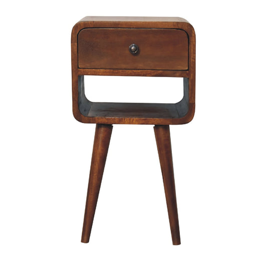 Mini Curved Bedside Table with Lower Slot
