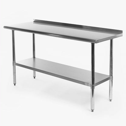 Stainless Steel 60 x 24 inch Heavy Duty NSF Certified  Work Bench Prep Table with Backsplash