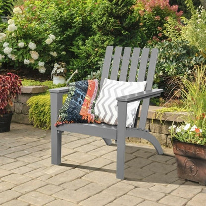 Indoor/Outdoor Acacia Wood Adirondack Lounge Armchair - Grey