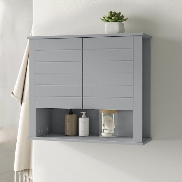 Gray 2 Door Wall Mounted Bathroom Storage Cabinet