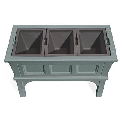 Green Rectangular Raised Garden Bed Planter Box with 3 Removeable Trays