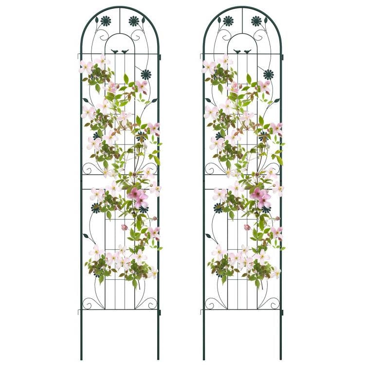 2 Pack - 7-ft Galvanized Steel Outdoor Garden Trellis in Green Metal Finish