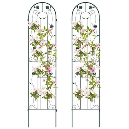 2 Pack - 7-ft Galvanized Steel Outdoor Garden Trellis in Green Metal Finish