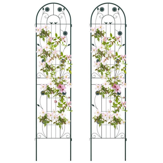 2 Pack - 7-ft Galvanized Steel Outdoor Garden Trellis in Green Metal Finish