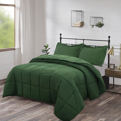 Twin Size Green 3 Piece Microfiber Reversible Comforter Set