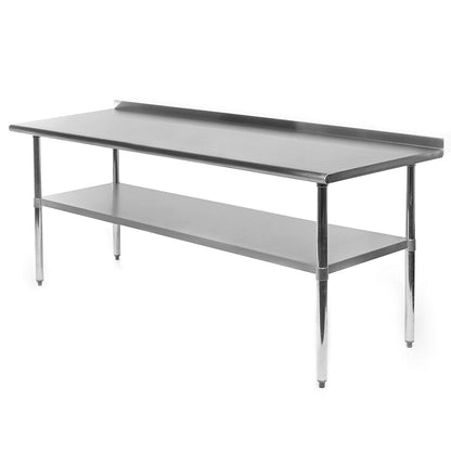 Stainless Steel 72 x 30 inch Kitchen Restaurant Prep Work Table with Backsplash