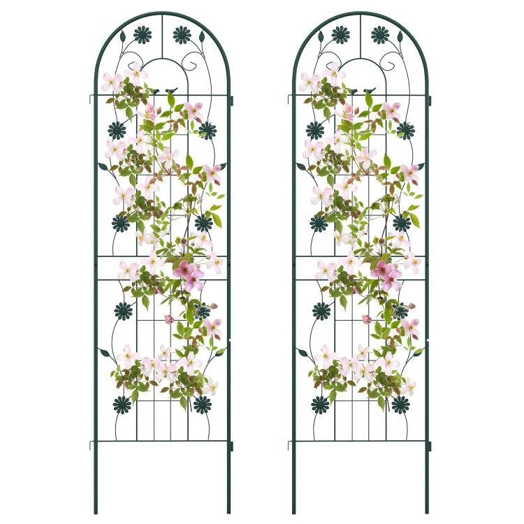 Set of 2- Outdoor 6-ft Galvanized Steel Garden Trellis in Green Metal Finish