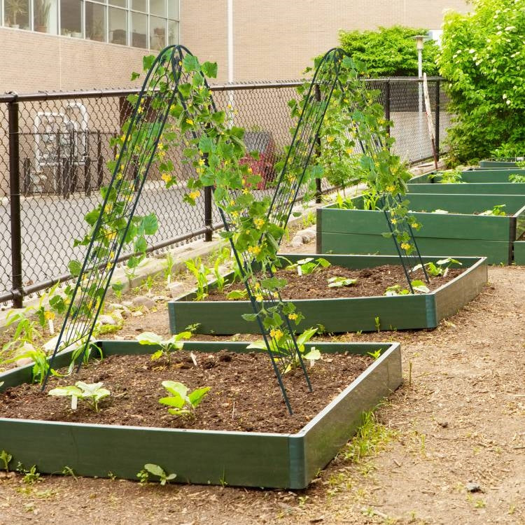 Set of 2- Outdoor 6-ft Galvanized Steel Garden Trellis in Green Metal Finish