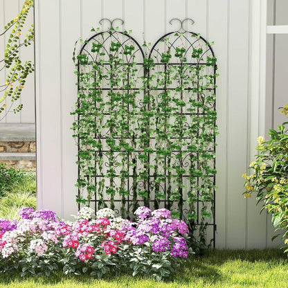 Set of 2 - 6-Ft Heavy Duty Outdoor Galvanized Metal Garden Trellis