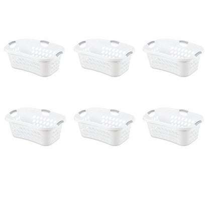 Set of 6 White Laundry Baskets w/ Carry Handles