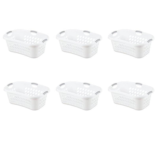 Set of 6 White Laundry Baskets w/ Carry Handles