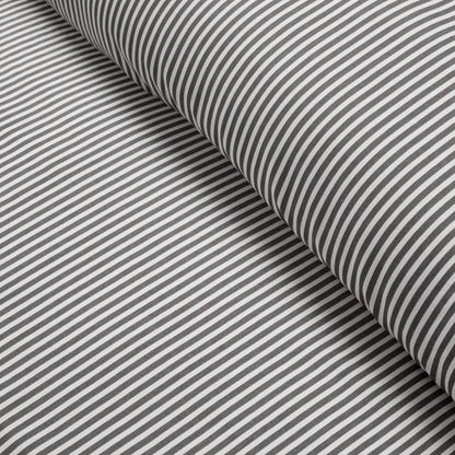 Full/Queen Grey White Stripe Ruffle Reversible 3 Piece Comforter Set