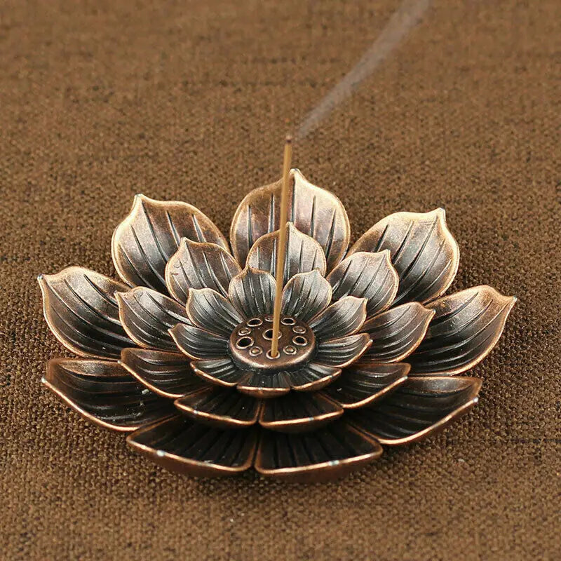 Incense Stick Holder Round Plate Buddhism Insense Ash Catcher Joss Cone Insence Alloy Incense Burner Stick Holder Plate