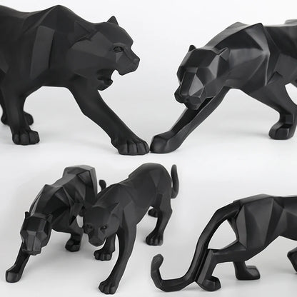 Black panther animal statue Resin abstract Geometric Style Decor Crafts Modern home livingroom office desktop Sculpture Ornament