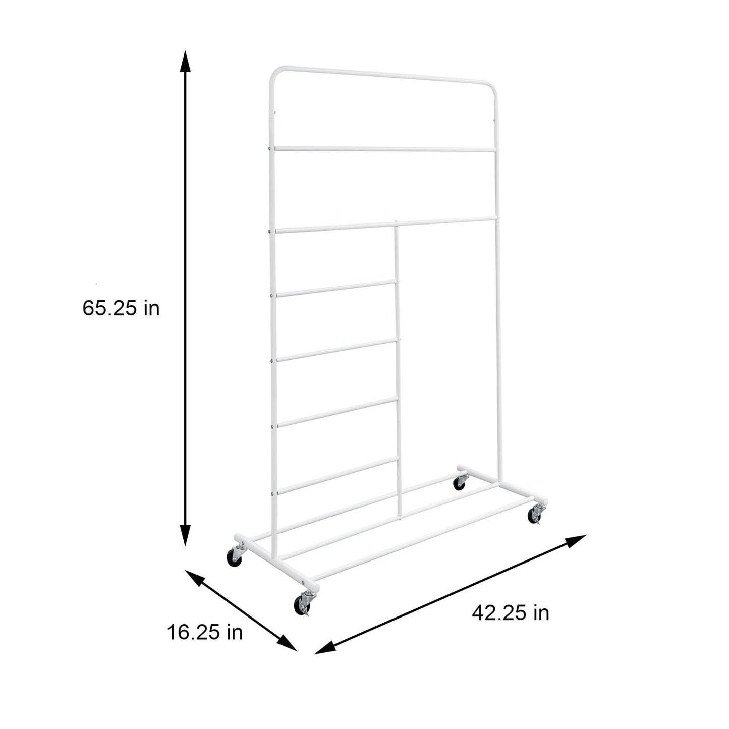 White Rolling Multi Use Laundry Clothes Drying Rack