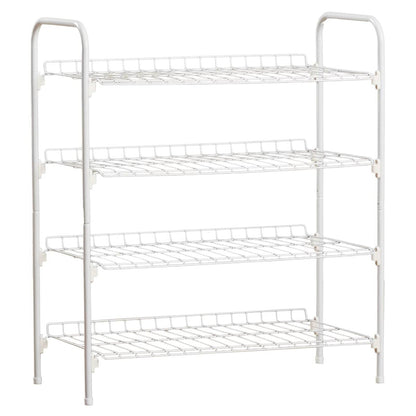 White Metal 4-Shelf Shoe Rack - Holds up to 9 Pair of Shoes