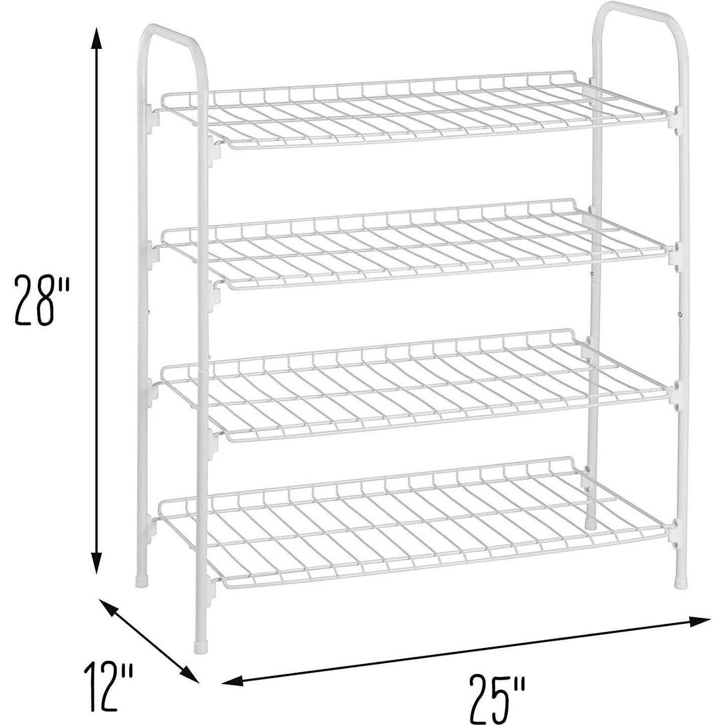 White Metal 4-Shelf Shoe Rack - Holds up to 9 Pair of Shoes