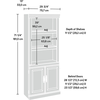 71-inch High 3-Shelf Wooden Bookcase with Storage Drawer in Cherry Finish