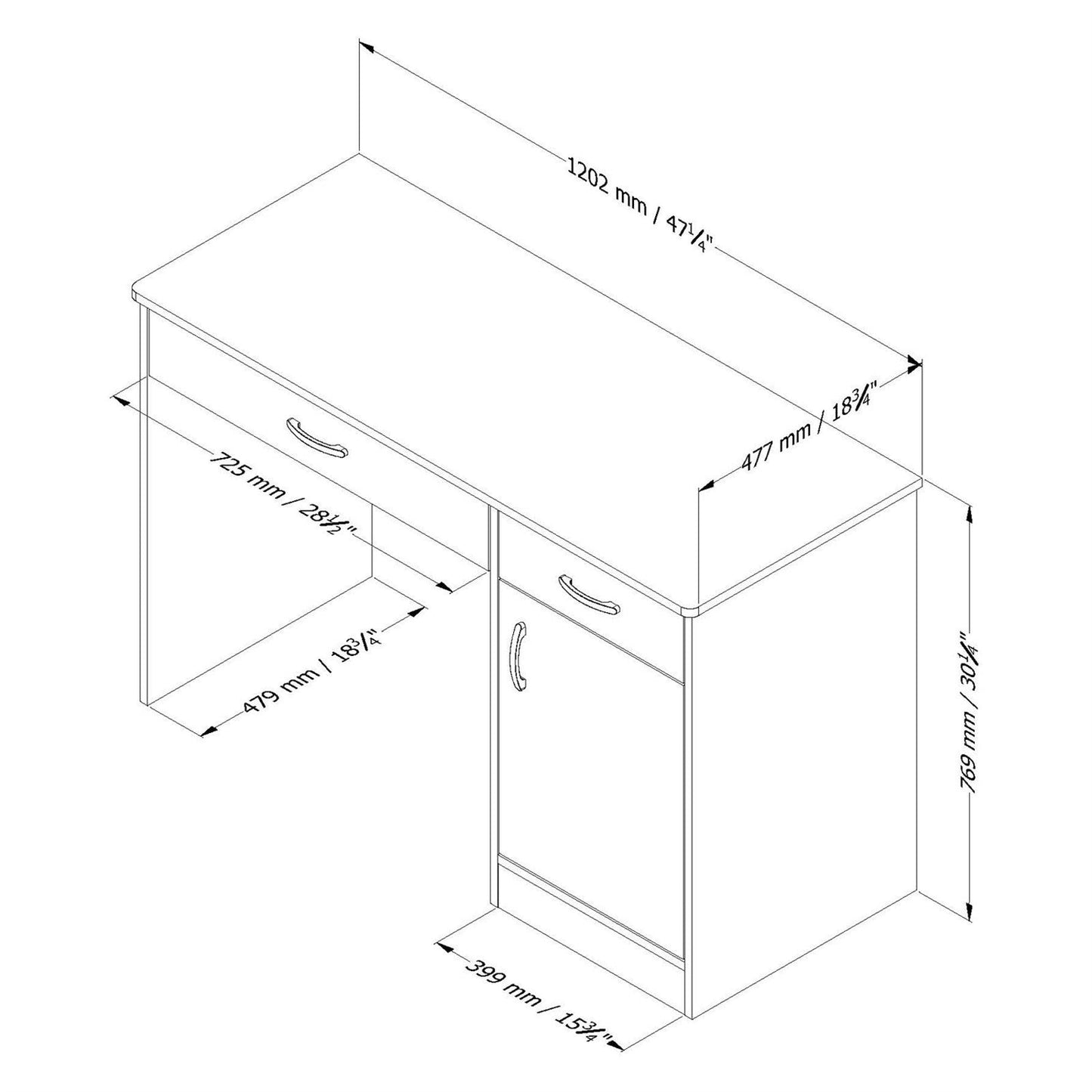 Home Office Work Desk in Black Finish