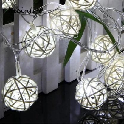 Chicinlife 1.2m 10 Led Rattan Balls String Lights Christmas Outdoor Garland Wedding Birthday Party Decoration Fairy String Light