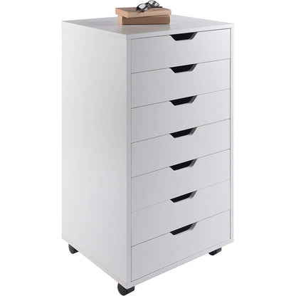 Modern Scandinavian Style 7-Drawer Storage Cabinet Chest in White Finish